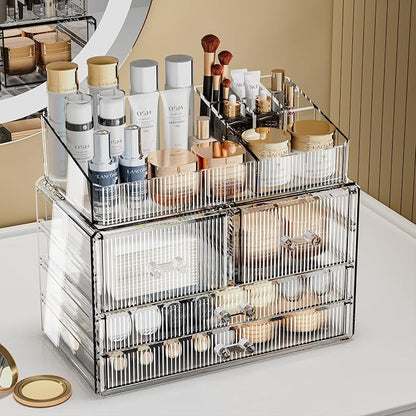 ZHIAI Stackable Storage Drawers, Acrylic Bathroom Counter Organizer Clear - Image 3