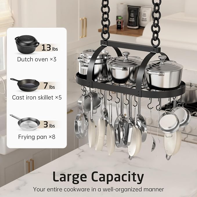 KES Ceiling Pot Rack 34-Inch Hanging Pot Rack - Image 2