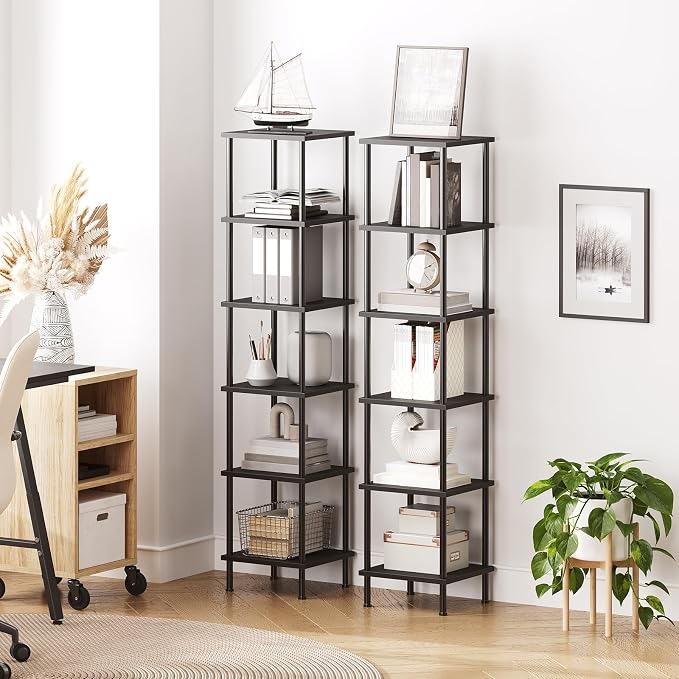 HOOBRO 6-Tier Corner Shelf, Corner Square Rack Display Shelf, Tall Storage Rack - Image 4
