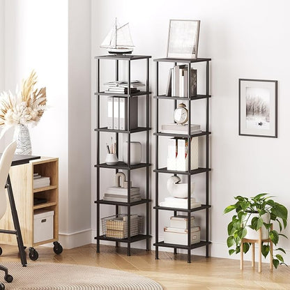 HOOBRO 6-Tier Corner Shelf, Corner Square Rack Display Shelf, Tall Storage Rack - Image 4