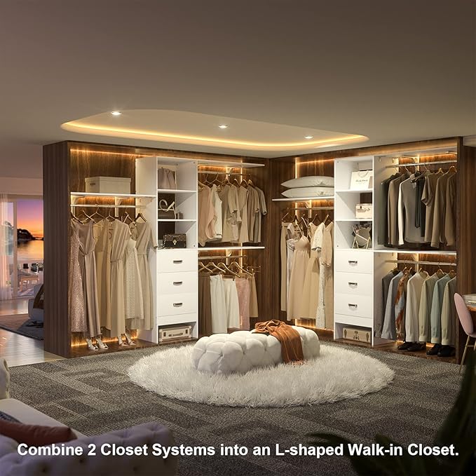 iSunirm 8FT Closet System, Wall Mount Bedroom Wardrobe - Image 4
