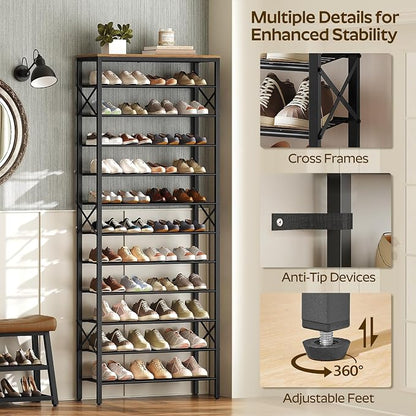 YATINEY 12 Tier Shoe Rack, Large Capacity Shoe Storage Organizer Holds 48 Pairs - Image 7