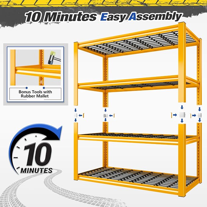 REIBII 40" W Yellow Garage Shelving - Image 9