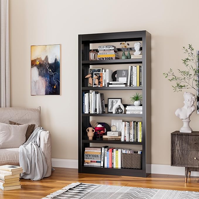 Bookcase, 5-Shelf Industrial Bookshelf, Large Storage Space, Adjustable - Image 2