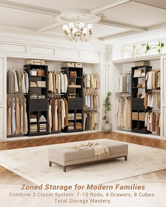 Besiost Small Closet System, 3.2-6.8FT Small Closet Organizer - Image 6