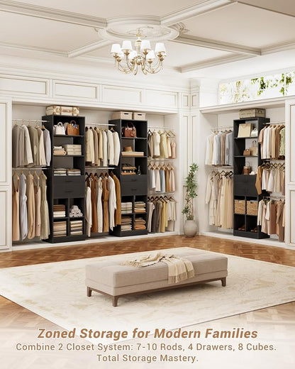 Besiost Small Closet System, 3.2-6.8FT Small Closet Organizer - Image 6