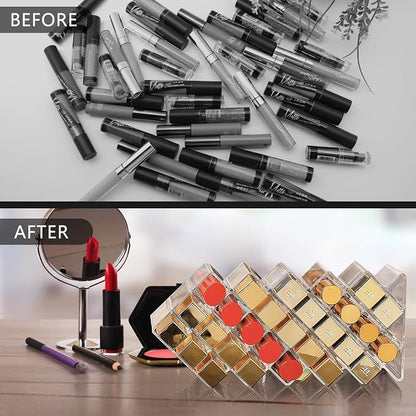 Lipstick Organizer, 28 Slots Acrylic Lip Holder, Stackable Lip Gloss Organizer - Image 5