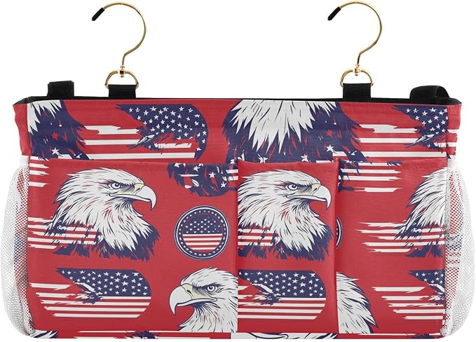 American Flag Bald Eagle Red Bedside Caddy by QwThum