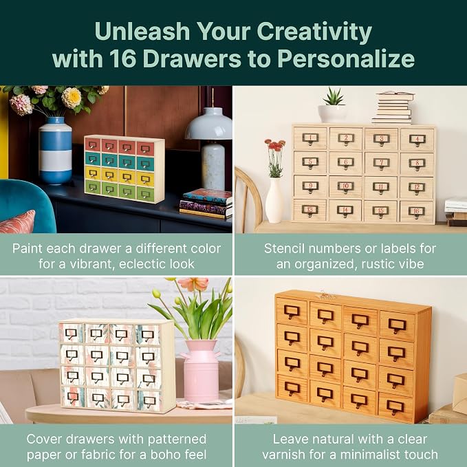 DIY Wooden Desk Organizer with Drawers – Unfinished 16-Drawer Wood Desk - Image 5