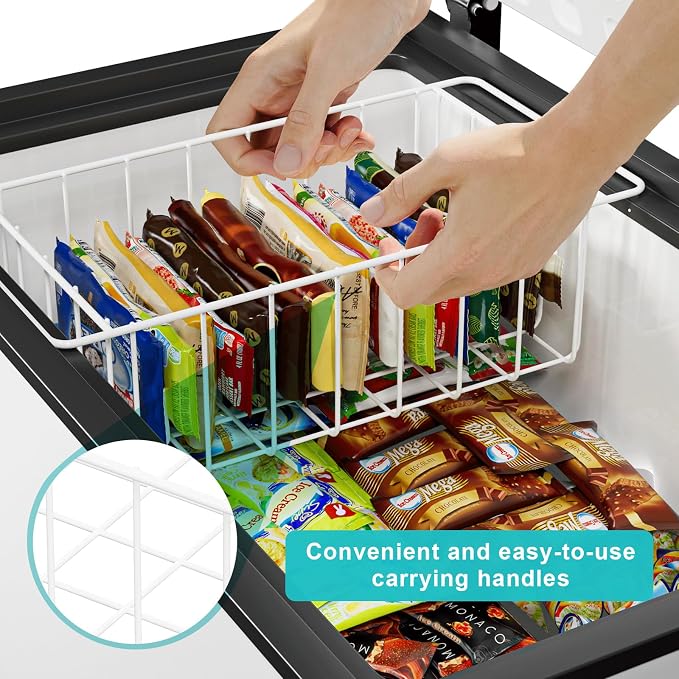 16.5 Inch Chest Freezer Organizer Storage Baskets Bins Metal Wire, Settle - Image 2