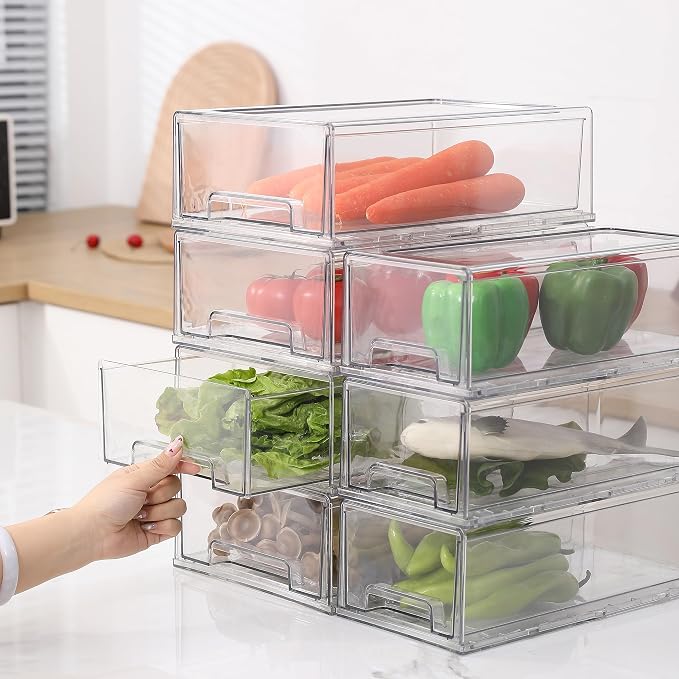 SIMPEXPE Stackable Storage Drawer, Pull Out Plastic Food Fridge Organizer Bins - Image 4