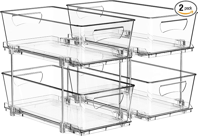 Simple Houseware 2Pcs 2-Tier Slim Drawer Cabinet Pull-Out Organizer by SimpleHouseware