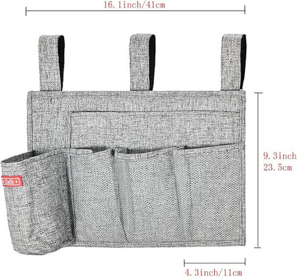 Linen Bedside Caddy, Bedside Storage Organizer - Image 3