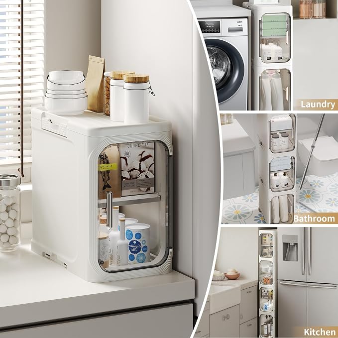 4-Tier Tall Narrow Storage Cabinet, Slim Bathroom Storage Cabinet - Image 3