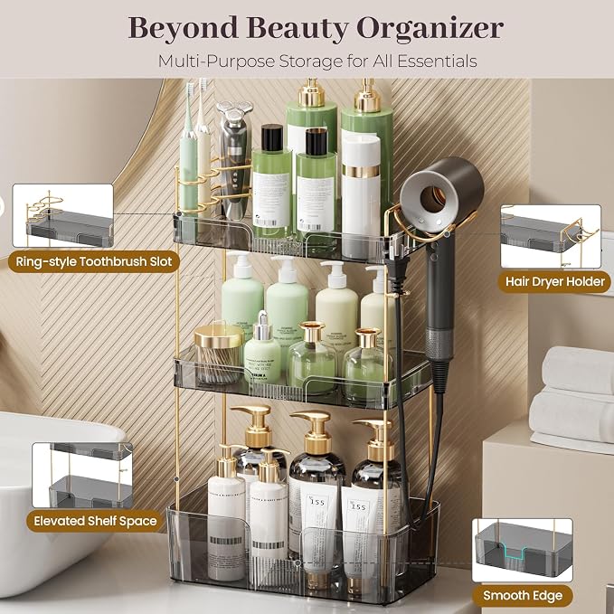 Aveniee Bathroom Counter Organizer, 3 Tier Skincare Perfume Countertop Storage - Image 4
