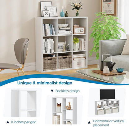 9-Cube Storage Organizer, Wooden Cube Shelf Bookcase - Image 6