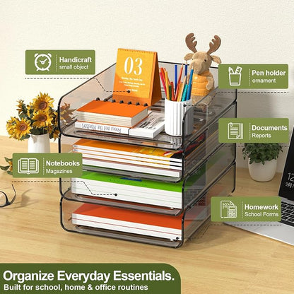 FANXIYQ 4-Tier Acrylic Paper Tray Organizer, Tool-Free Design - Image 3