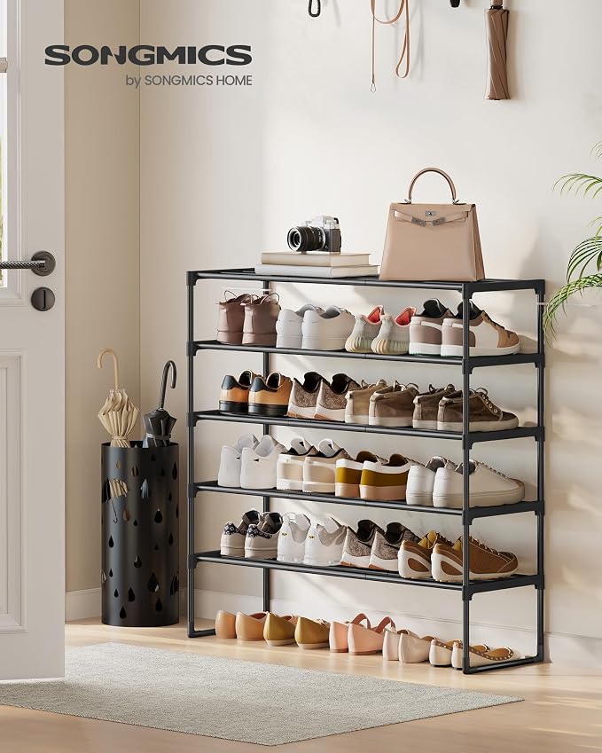 SONGMICS Shoe Rack, 5-Tier Shoe Organizer, Metal Storage Shelf, Upright or - Image 2
