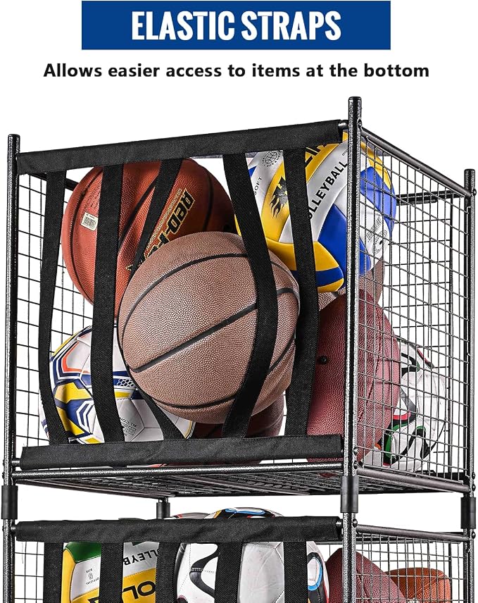 Mythinglogic Rolling Sports Ball Storage Cart, Sports Lockable Ball Storage - Image 3