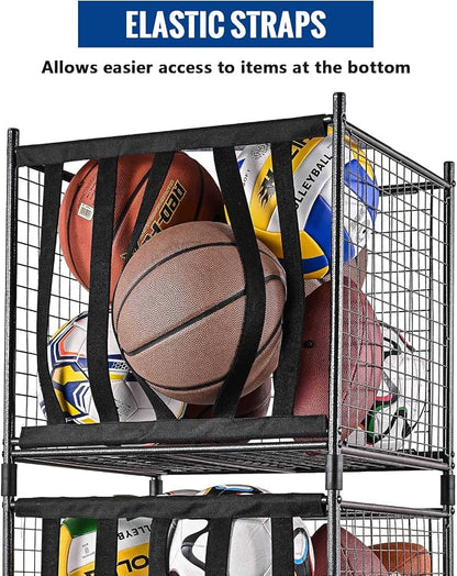 Mythinglogic Rolling Sports Ball Storage Cart, Sports Lockable Ball Storage - Image 3