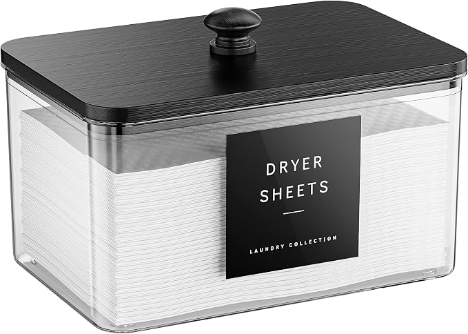Dryer Sheet Holder with Lid, Dryer Sheet Dispenser with 6 Labels, Laundry Sheet by galasily