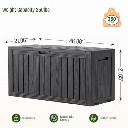 Outdoor Storage Box, 90 Gallon Resin Deck Box Waterproof, Lock Patio Storage - Image 6