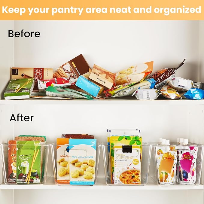 YIHONG Clear Pantry Storage Organizer Bins, 10 Pack Plastic Food Storage Bins - Image 3