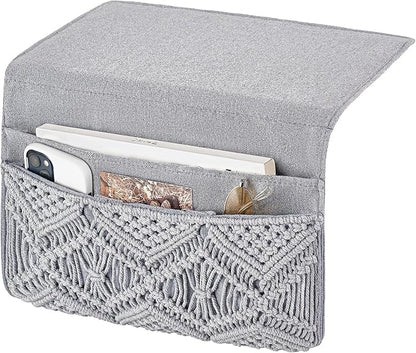 Mkono Macrame Bedside Caddy Storage Organizer Boho Remote Control Tablet by Mkono