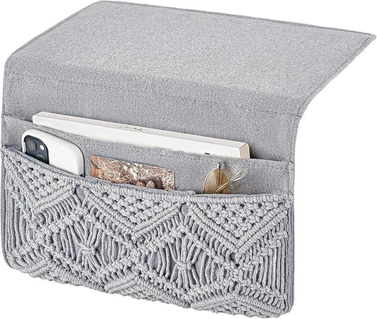 Mkono Macrame Bedside Caddy Storage Organizer Boho Remote Control Tablet by Mkono
