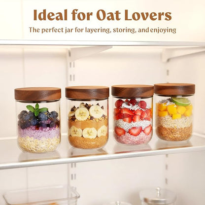 Overnight Oats Containers with Lids Acacia Glass Jars - Image 7