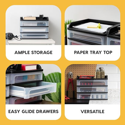 IRIS USA Plastic Desk Top 3-Drawer Storage Organizer - Image 4