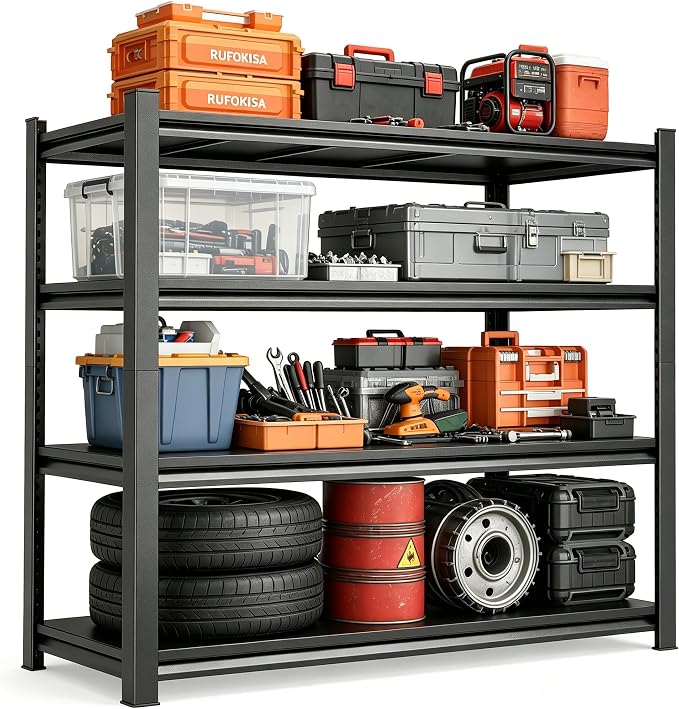 46''W Garage Shelving Heavy Duty Metal Storage Shelves Series, Large Industrial by Ergonova