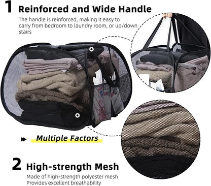Collapsible Laundry Basket, 90L Mesh Pop-up Hamper - Image 3