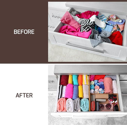 6 Pack Drawer Dividers 6 Inch High, 11”-17" Adjustable Bamboo Organizers Large - Image 3