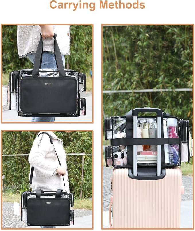 Relavel Professional Makeup Case Backpack and Large Clear Makeup Bag - Image 9