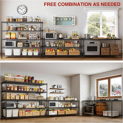 60” W Storage Shelves with Wheels, 5 Tier Wire Shelving Heavy Duty, Adjustable - Image 6