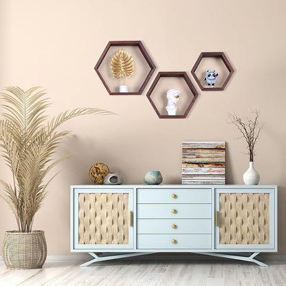 Hexagon Shelves, Floating Wall Shelf, Honeycomb Octagon Cube Shelves Wood | - Image 4