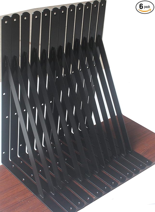 6 Pack L18 x H 12" Black Heavy Duty Shelf Brackets by MHMYDZ