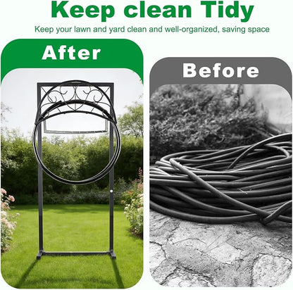 Garden Hose Holder Stand with Storage Basket, Heavy Duty Freestanding Hose - Image 6
