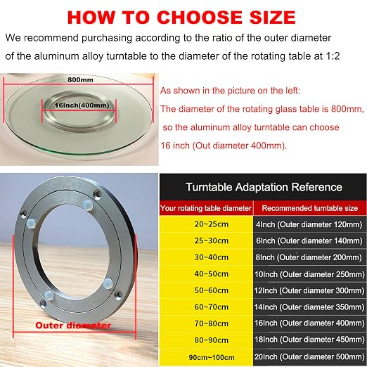 Aluminium Alloy Turntable Bearing, Heavy Duty Swivel Turntable Lazy Susan - Image 7