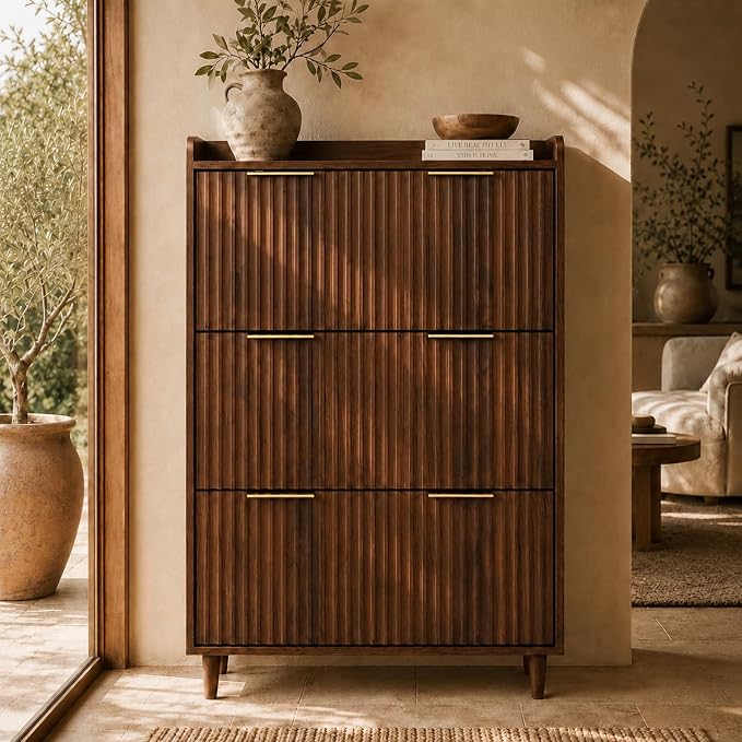 VINGLI Fluted Shoe Storage Cabinet by VINGLI