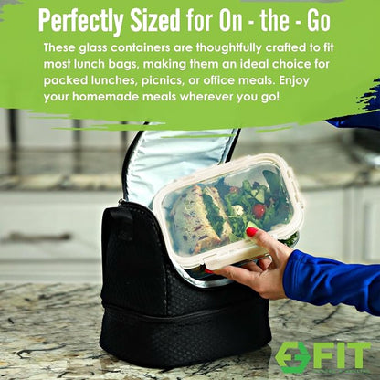 FIT Strong & Healthy 2 & 3 Compartments Glass Meal Prep Containers – Portion - Image 6