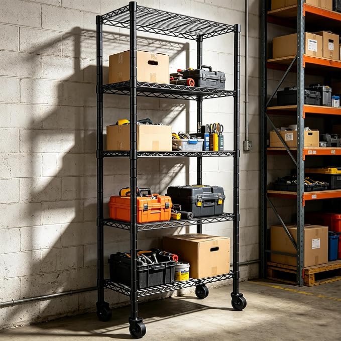REGILLER 5-Wire Shelving Metal Storage Rack Adjustable Shelves, Standing - Image 5