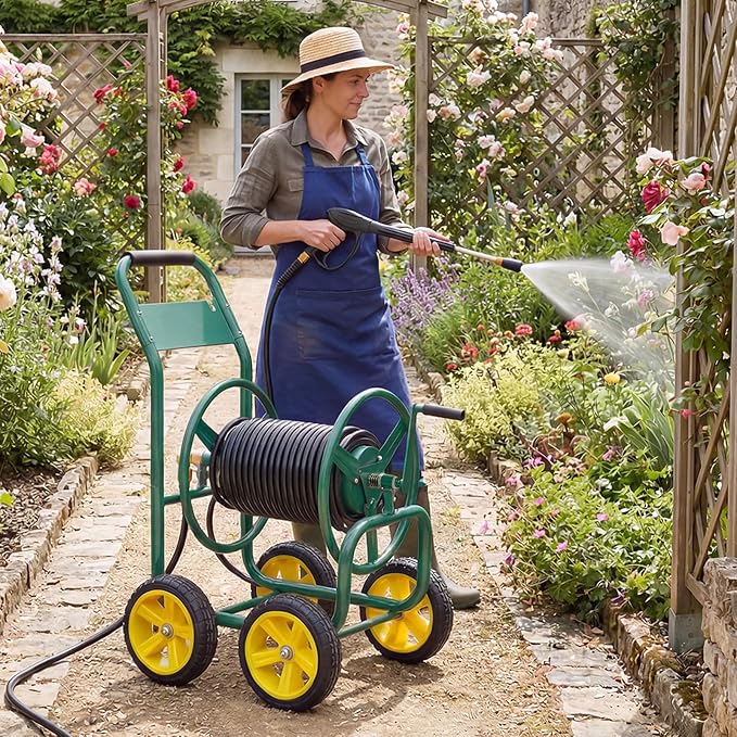 Goplus Garden Hose Reel Cart, 330ft 5/8" or 400ft 1/2" Large Capacity, - Image 3