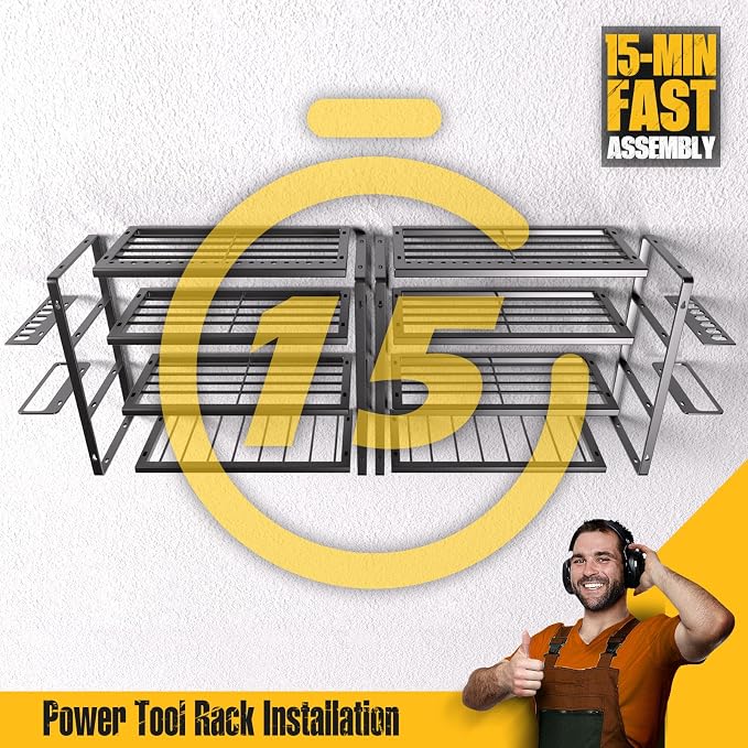 Spampur Power Tool Organizer Wall Mount | 4 Layers, Heavy Duty, Garage Storage - Image 3