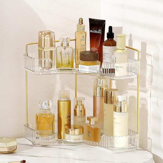 Corner Bathroom Countertop Organizer, Vanity Trays by INVSSENEORGANIZERS