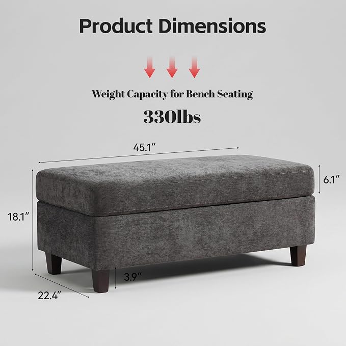 GENTEACO 45" Storage Ottoman Bench - Image 2