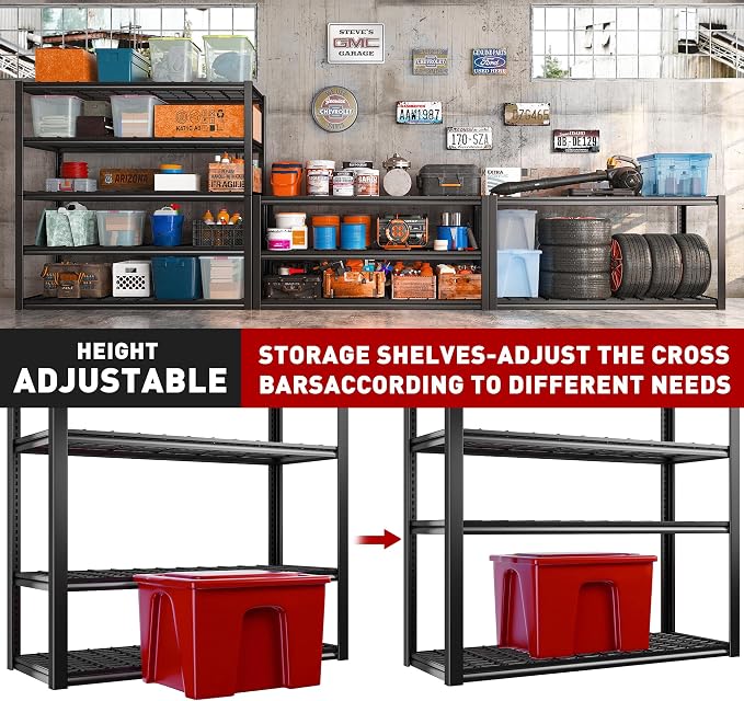 REIBII 48.2'' W Garage Shelving, 3010LBS Storage Shelves Heavy Duty, 5 Tier - Image 7