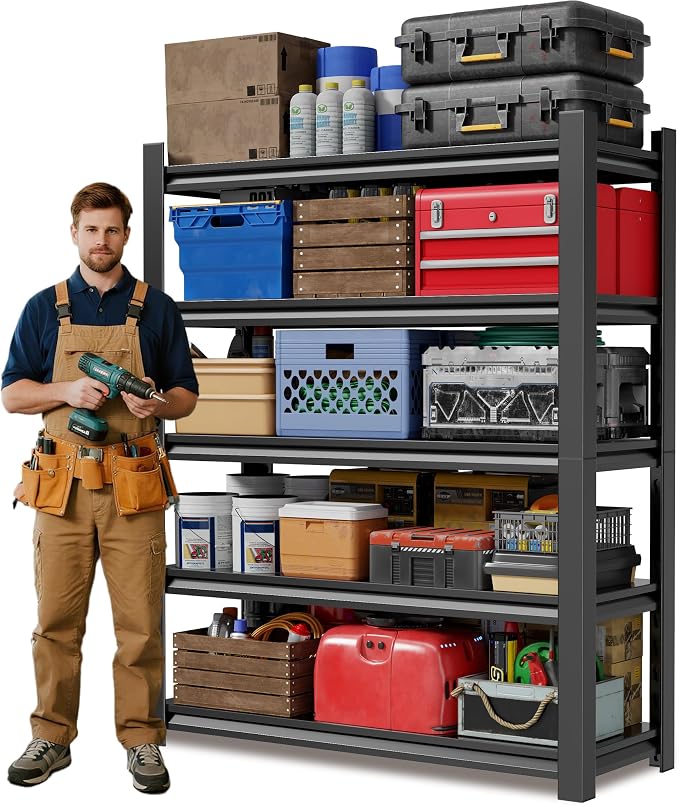 JHYKHG 63" H Storage Shelves, 5-Tier Heavy Duty Garage Shelving, Adjustable by Unknown