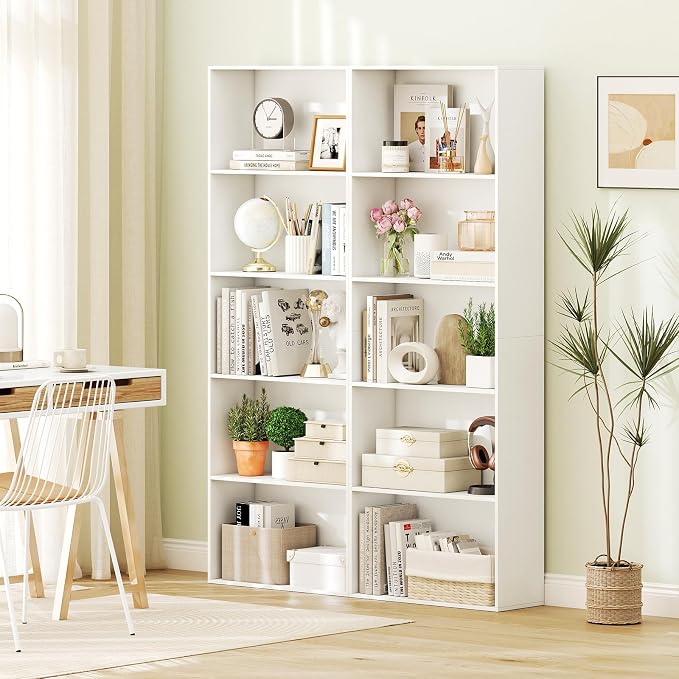 Giantex 5-Tier Bookshelves Set of 2, Freestanding Bookcase - Image 2